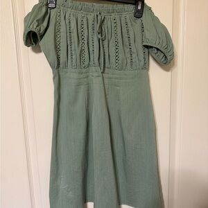 Lulu's Sage Green Off-Shoulder Smocked Top